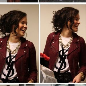 Cropped faux Suede Moto Jacket | H&M